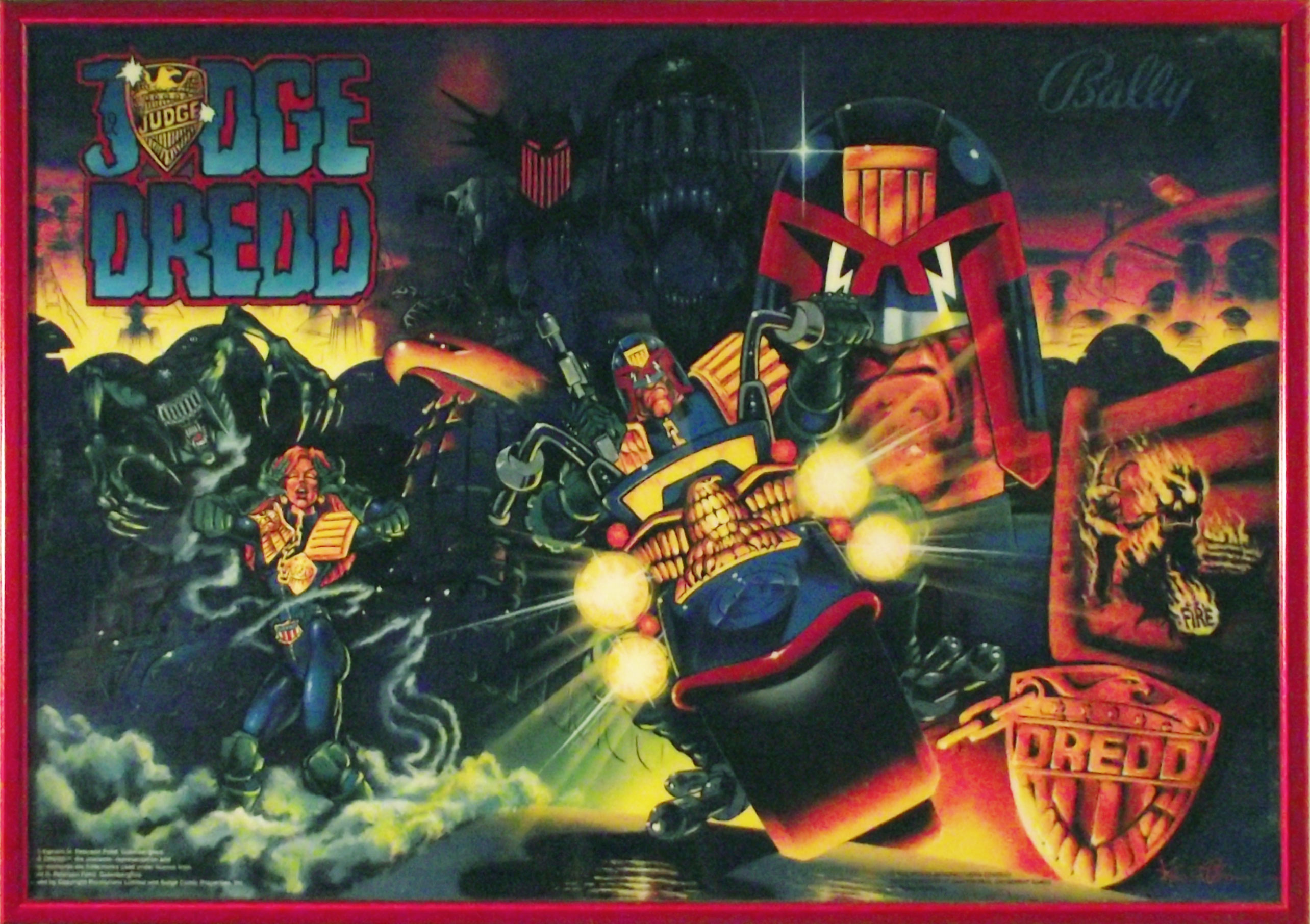 Judge Dredd pinbal backglass art