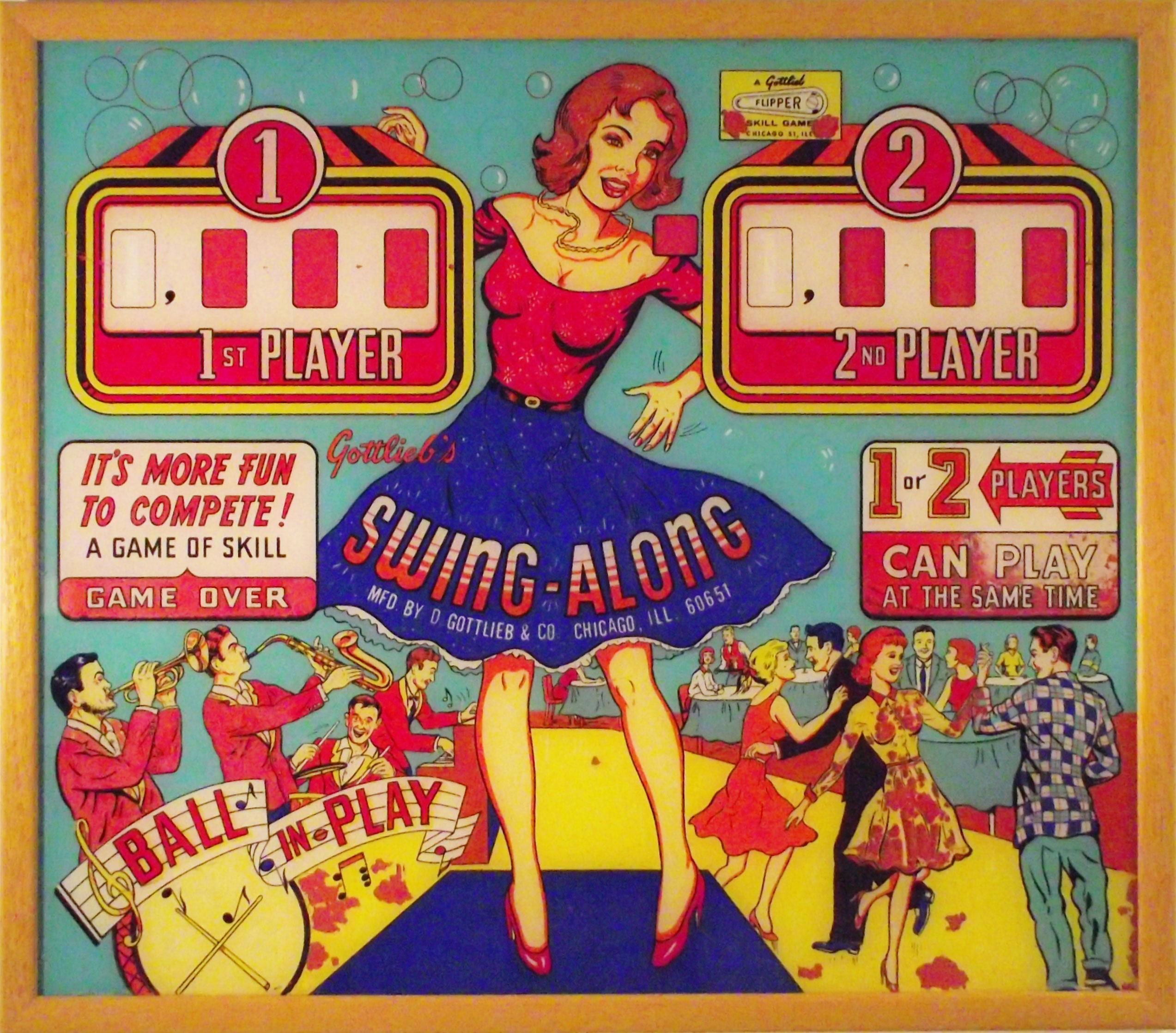 Swing Along pinball backglass art