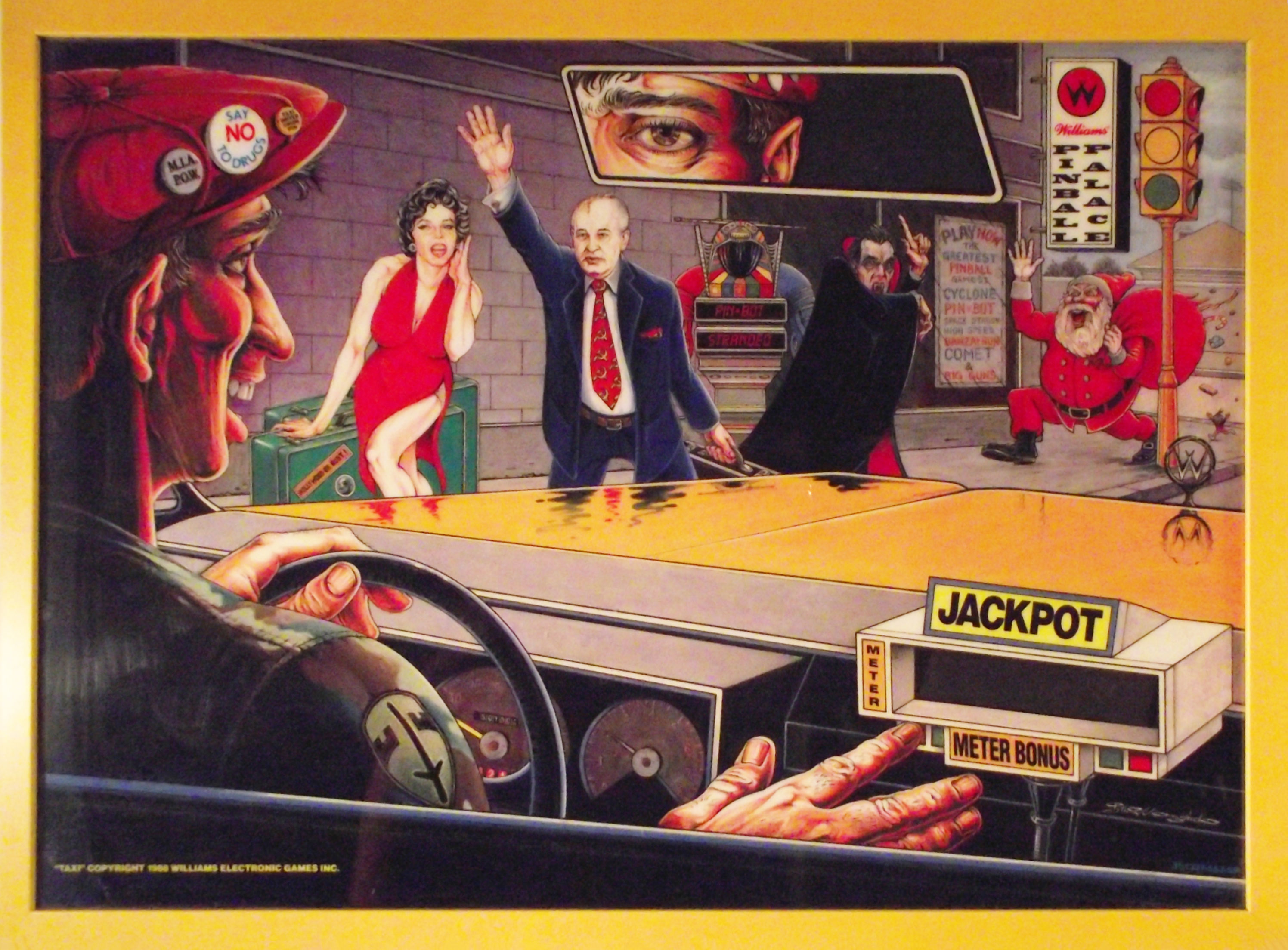 Taxi pinball backglass art